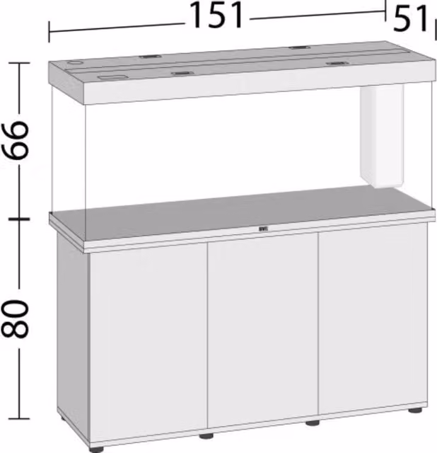 Acquista l'acquario Juwel Rio 450 LED di colore bianco senza supporto, con dimensioni L: 151 cm, P: 51 cm, H: 66 cm