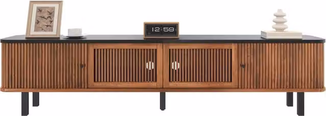 Mobile TV moderno, supporto per TV, pannello TV, mobile TV basso. Due ante scorrevoli, due ante a rete, design unico. 190 x 35 x 45 cm (L x P x A)