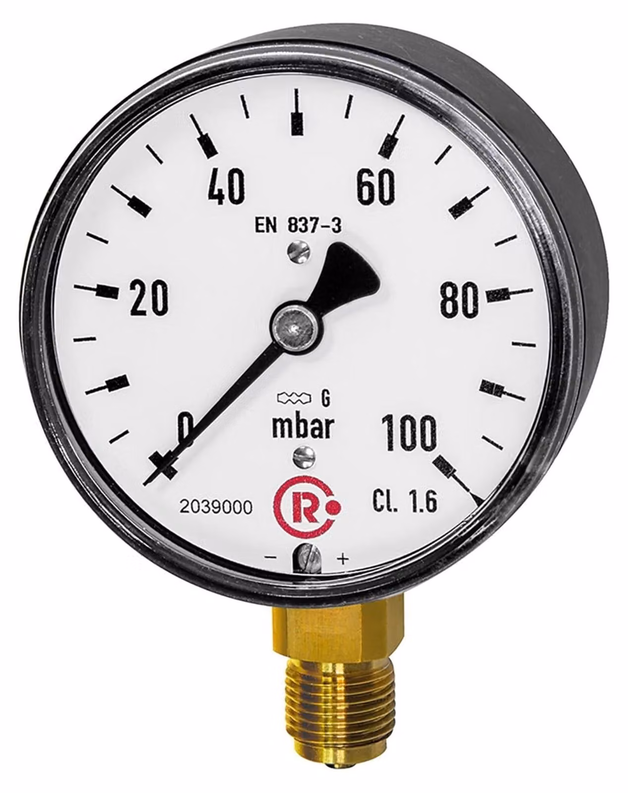Manometro a capsula Riegler, fondo radiale G 1/4, 0 - 250 mbar, Ø 63, 5816-R