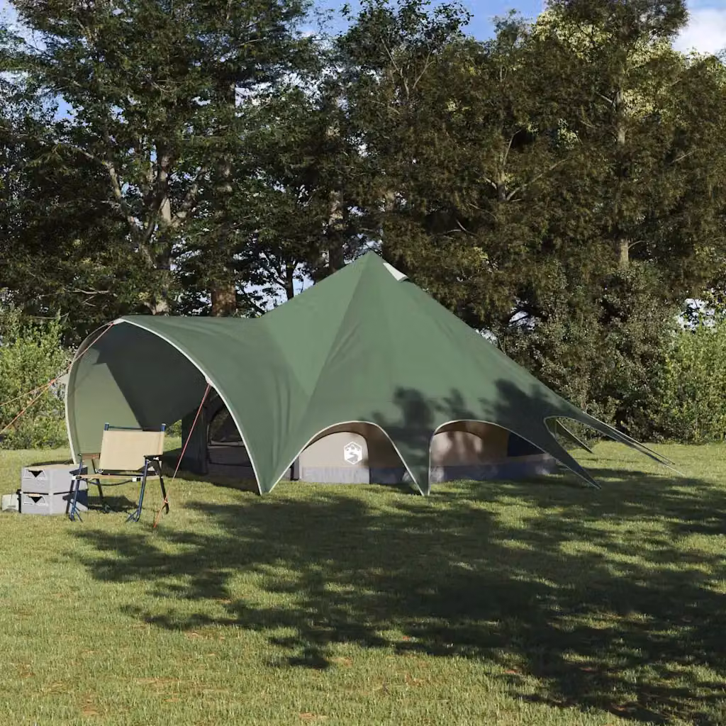 Tenda Teepee vidaXL per 5 persone, Verde e Grigio