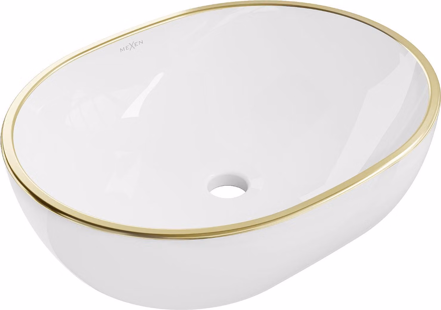 Mexen Viki lavabo da appoggio 48 x 35 cm, bianco/oro bordo - 21054805