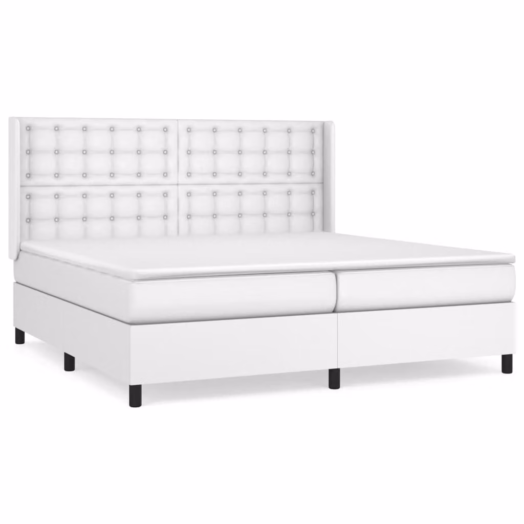Giroletto a Molle con Materasso Bianco 200x200cm in Pelle finta