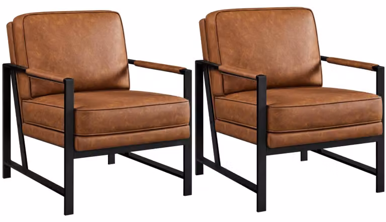 Poltrona relax poltrona lounge - - Marrone chiaro - Set da 2 pezzi - Per soggiorno e ufficio