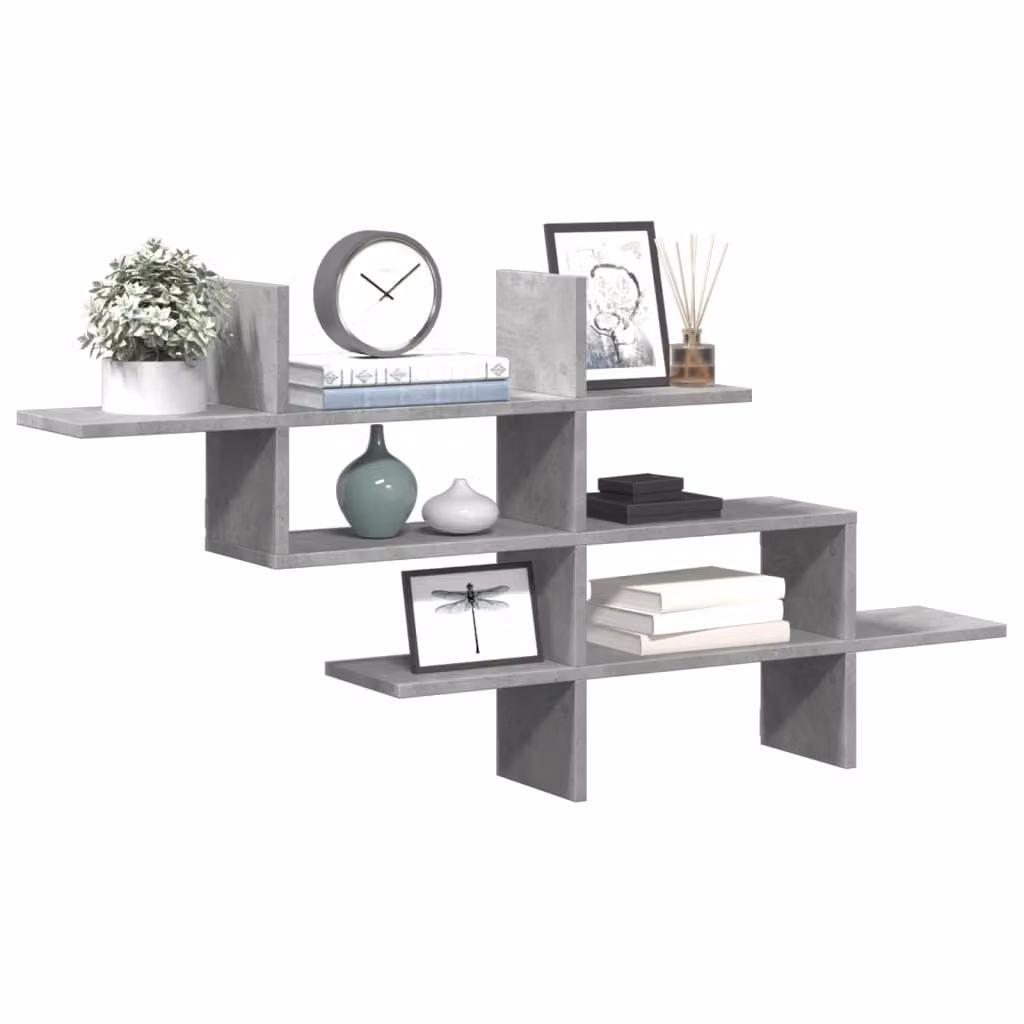 Scaffale a muro moderno vidaXL in MDF Grigio Cemento L: 124,5 cm, P: 18 cm, H: 60,5 cm