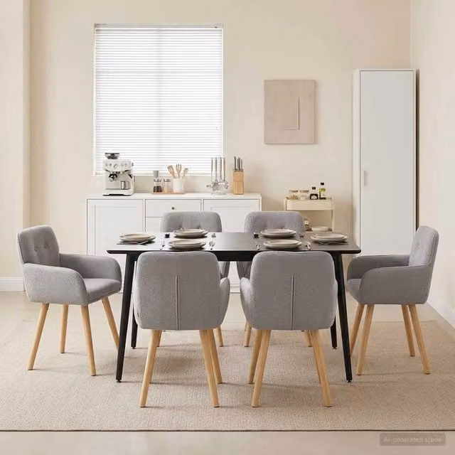 Sedie da pranzo 6 pz Bouclé Grigio Chiaro 59 x 56,5 x 85 cm 3428277