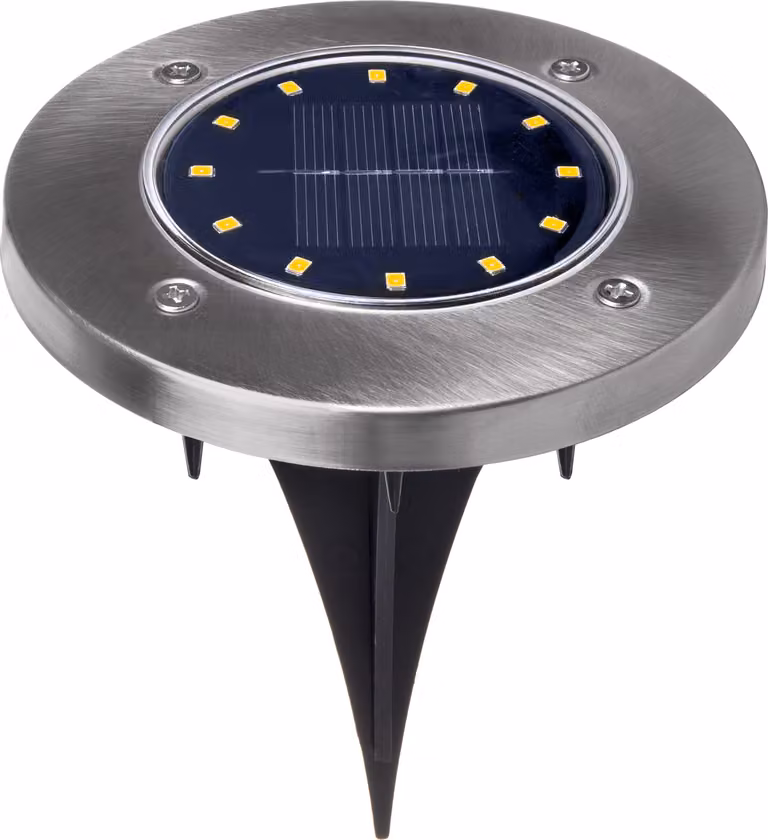 Maclean MCE318 LED luce solare a terra con picchetto a terra 12 LED SMD bianco neutro 4000K 0,7W lampada solare per luci da giardino per sentieri esterni IP44 (1x pezzo)