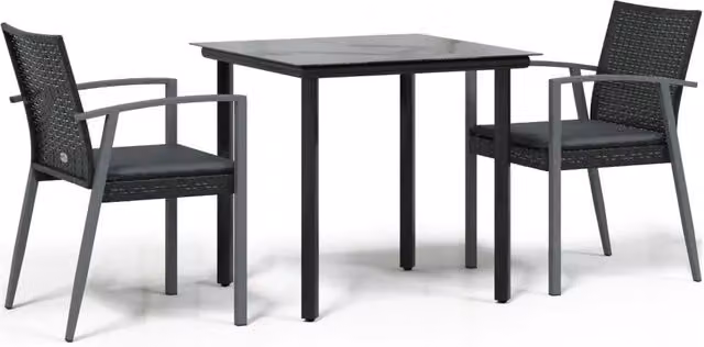 Set Pranzo da Giardino 3pz | Set Salotto da Giardino con Cuscini in Polyrattan e Acciaio