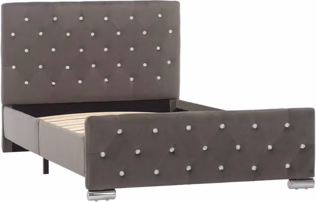 Letto singolo | Letto per adulti | Giroletto Grigio in Velluto 100x200 cm