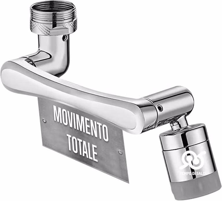 Rubinetto girevole a 1080 gradi, universale, con filtro aeratore, adatto per bagno e cucina