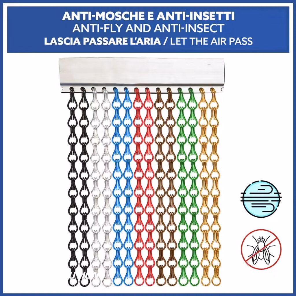 Tenda Catena Antimosche TENDEEVOLUTION in Alluminio Azzurro, L: 80 cm x H: 240 cm – 2