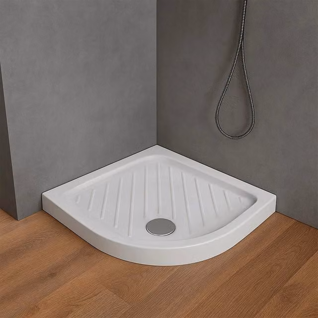 Piatto doccia semicircolare d'angolo Gemma Dolomite in ceramica bianco non slip L 90 x P 90 cm, H 7 cm
