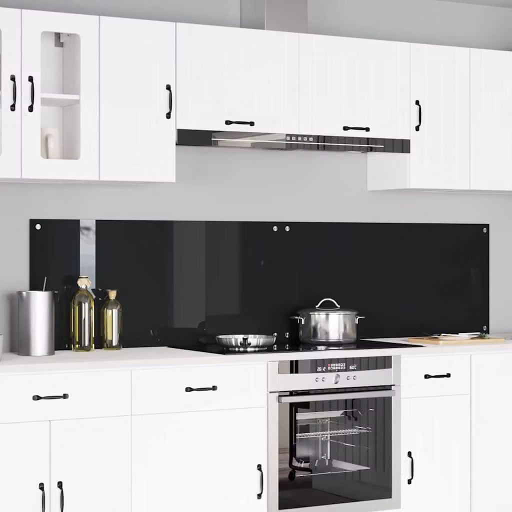 Set di 2 schienali per cucina vidaXL in vetro temperato nero, L: 110 cm, H: 50 cm