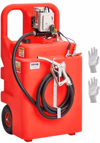 VEVOR Serbatoio di Carburante Portatile Rosso con Pompa di Trasferimento Elettrica 12V CC 15 GPM e Ugello Manuale per Benzina e Diesel