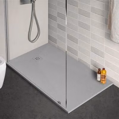 Piatto doccia rettangolare Karen INBAGNO in resina effetto pietra grigio L: 120 cm, P: 70 cm, H: 3 cm