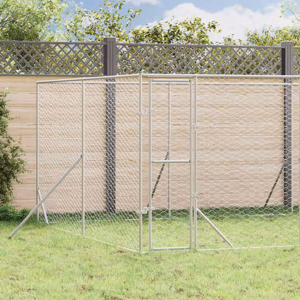 Cuccia per cani da esterno vidaXL in acciaio zincato argento L: 8 m, P: 4 m, H: 2 m