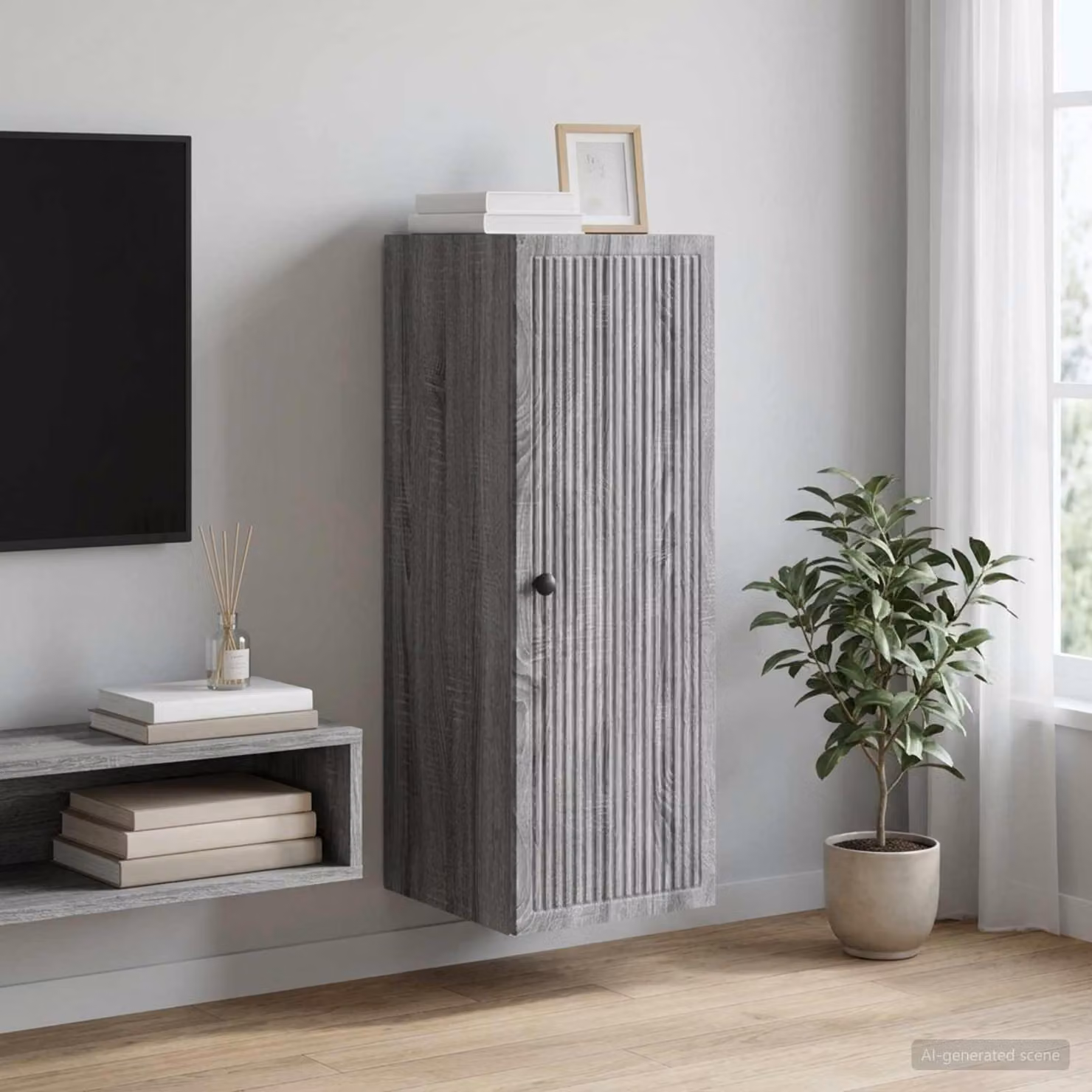 Mobiletto a muro vidaXL in stile vintage grigio opaco, L: 33 cm, P: 34,5 cm, H: 90 cm