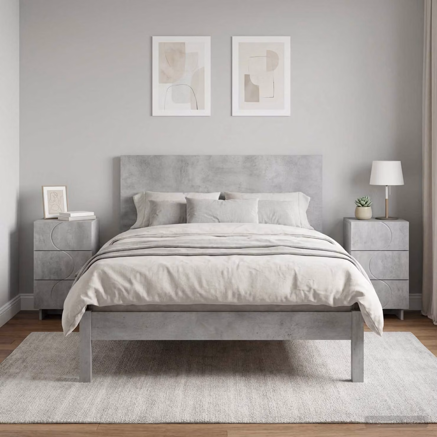 Set di 2 comodini vidaXL in stile moderno colore grigio cemento L 33,5 cm x P 34,5 cm x H 60 cm