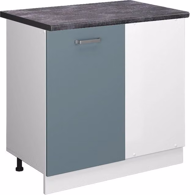 Mobile ad angolo cucina R-Line Grigio-blu/Bianco 86 cm, PL Antracite Vicco