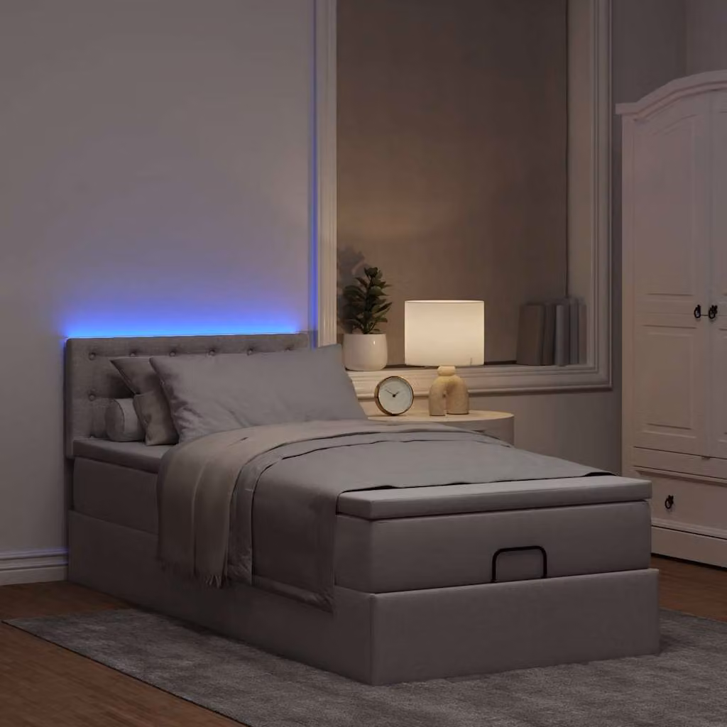 Maison Exclusive - Letto ottomano con materasso e LED taupe 90x200 cm tessuto