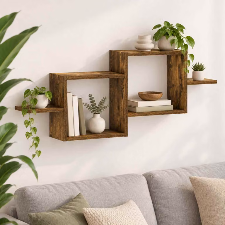 Scaffale da parete vidaXL in rovere fumo L 95 cm x P 37 cm x H 17 cm