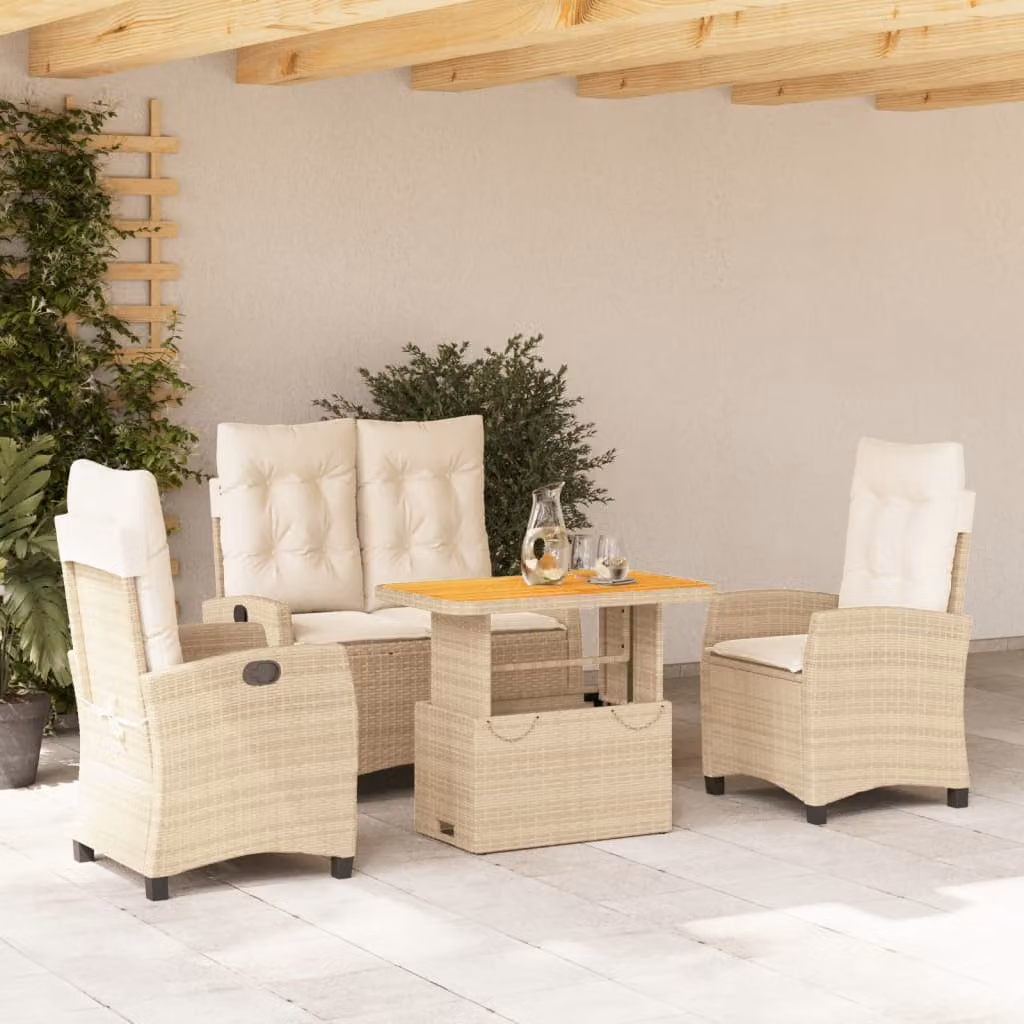 Set da pranzo da giardino vidaXL in legno di acacia oliato con 4 sedie beige e marrone – 1