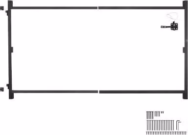 VEVOR Kit Telaio per Cancello Doppio in Acciaio Smaltato Nero per Recinzione in Legno, Apertura da 152,4 a 243,8 mm e Altezza da 121,9 a 152,4 mm