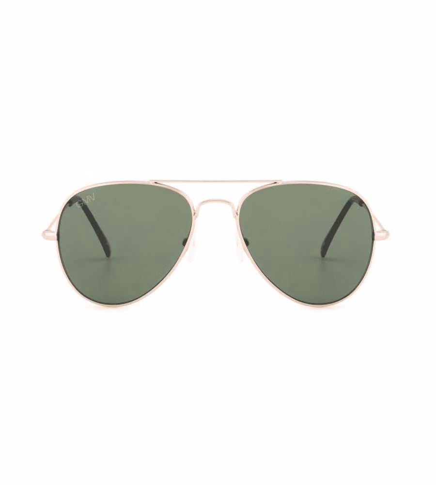 Gian Marco Venturi Occhiali Sole Aviator Oro Verde Calibro 62 Unisex