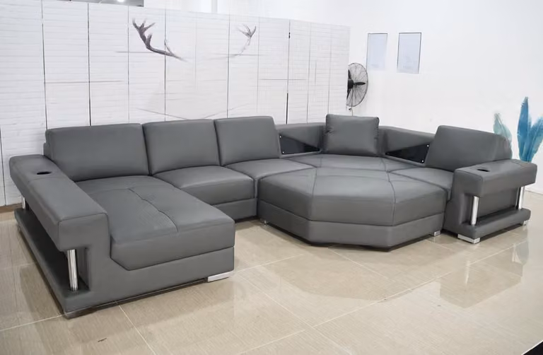 Wohnlandschaft Ecksofa Couch Polster Sofa Leder Eck Garnituren Eckgarnitur