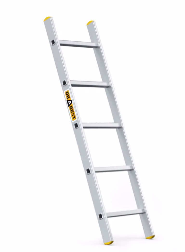 Drabest | Scala - 5 gradini, portata 150 kg - scala in alluminio, scala singola, piedini antiscivolo