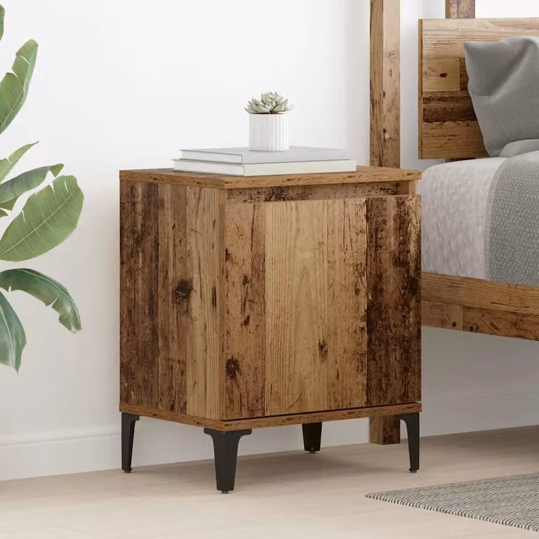 vidaXL Armadio da Notte Moderno in Legno e Metallo Marrone L: 40 cm, P: 30 cm, H: 50 cm