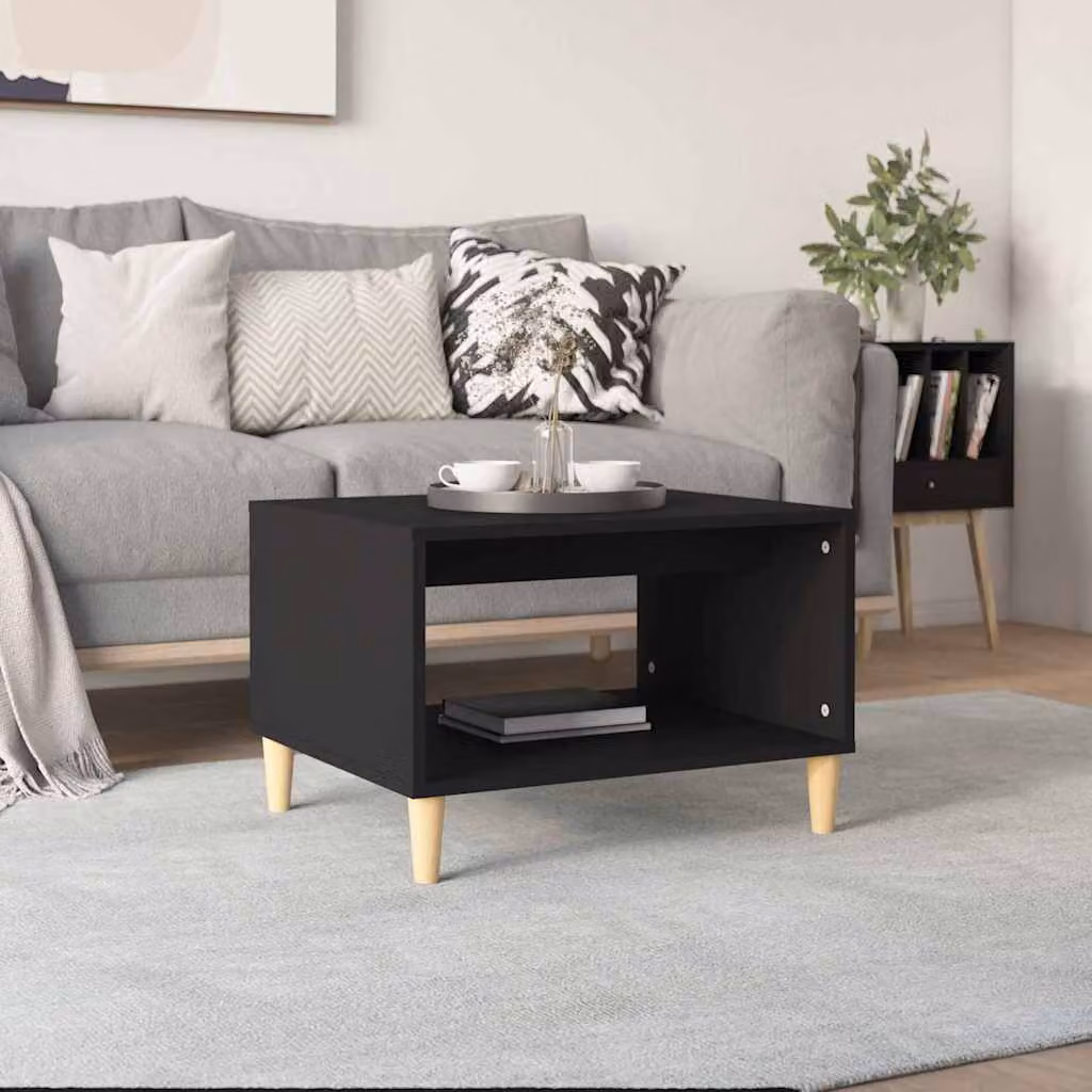 vidaXL Tavolino da Salotto Moderno Nero in Legno e MDF L: 60 cm, P: 50 cm, H: 40 cm