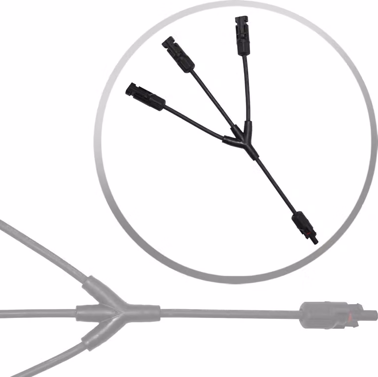 Connettore distributore per pannelli solari con adattatore per cavi, coppia di cavi solari, connettore triplo per impianti fotovoltaici (+/-)