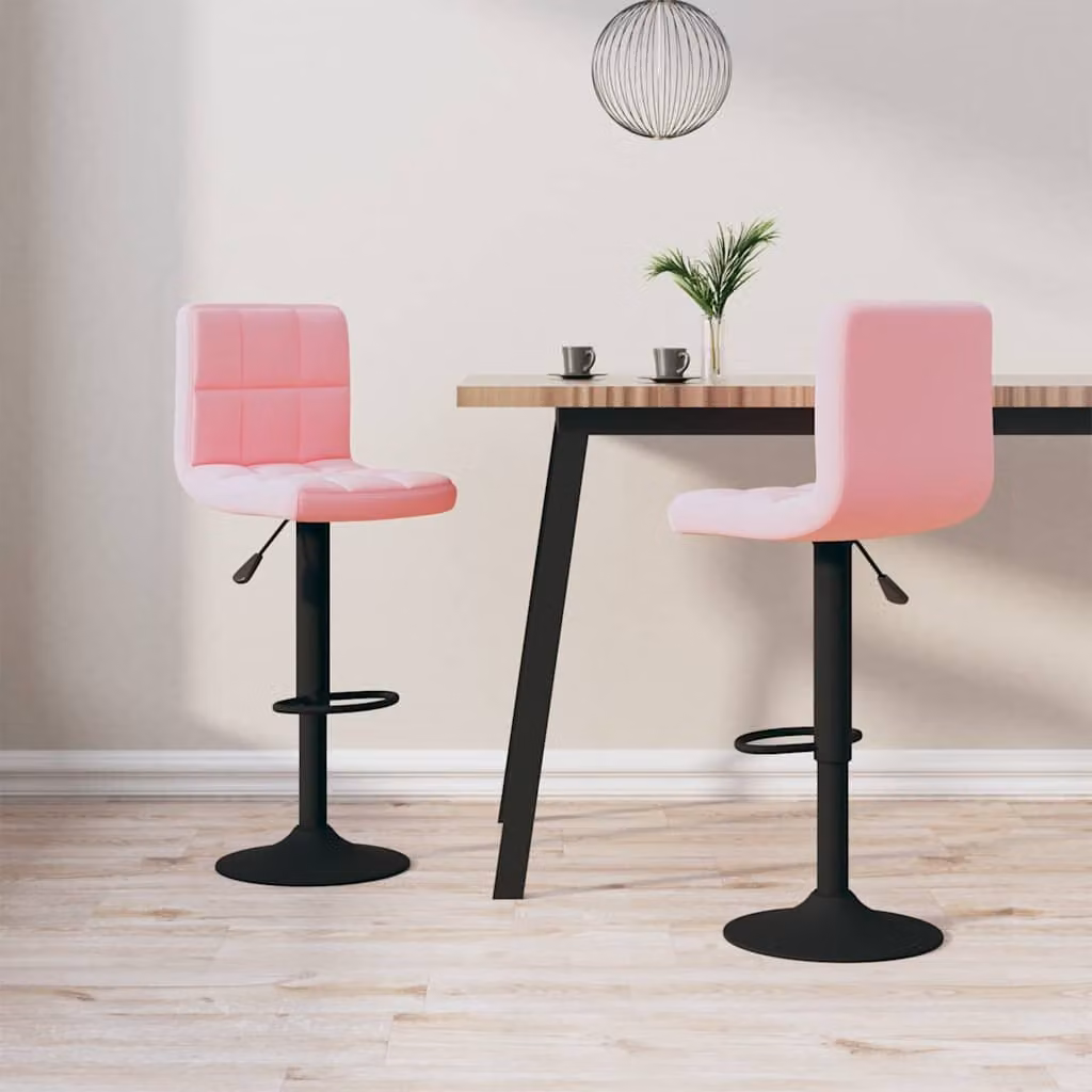 Set di 2 sgabelli da bar vidaXL in velluto rosa con base girevole a 360 gradi