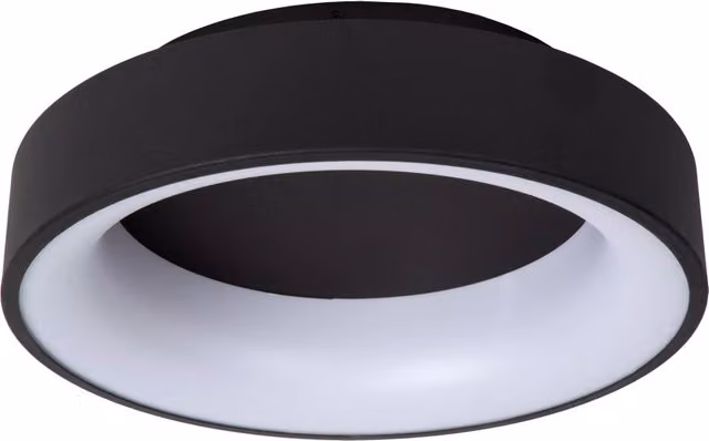 Plafoniera LED Lucide Mirage nera tonda dimmerabile in metallo con luce bianco caldo, diametro 38 cm