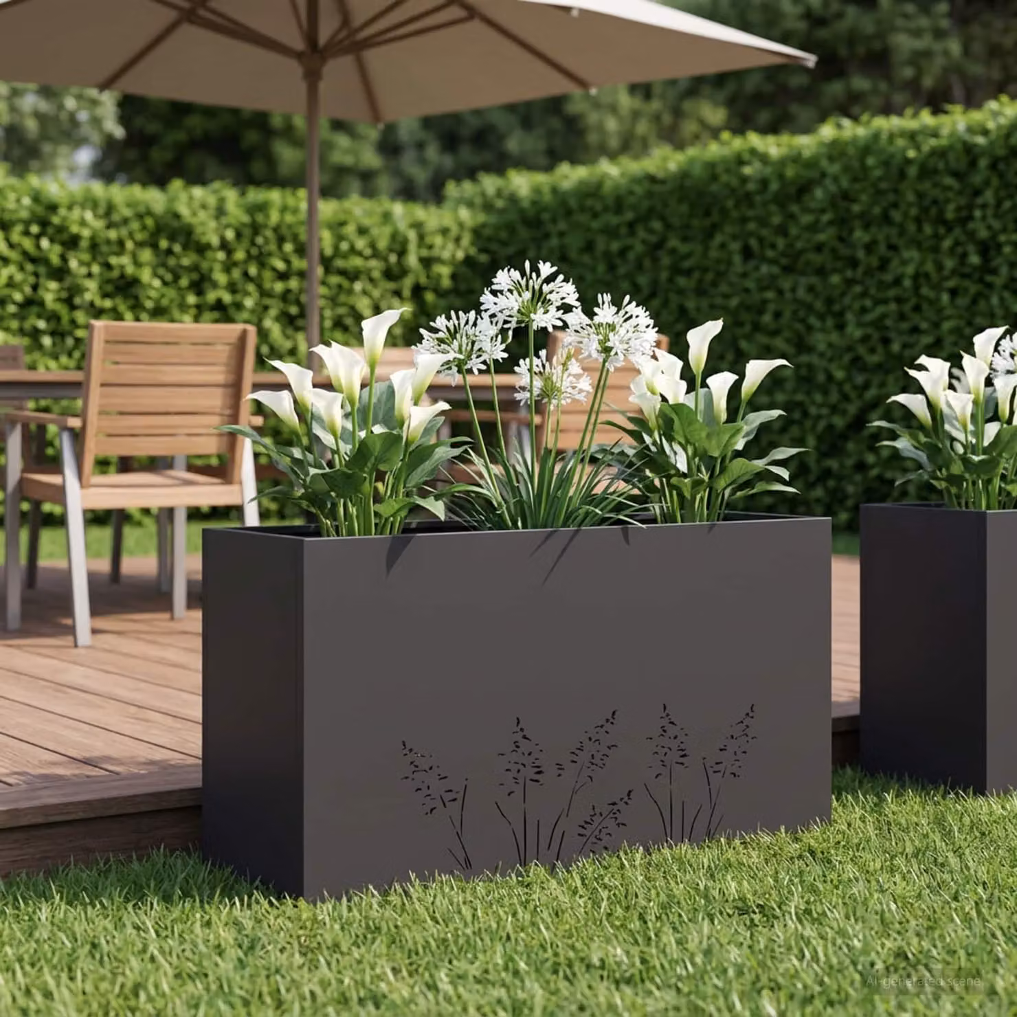 vidaXL Vaso da giardino in metallo nero L: 100 cm, P: 30 cm, H: 49 cm