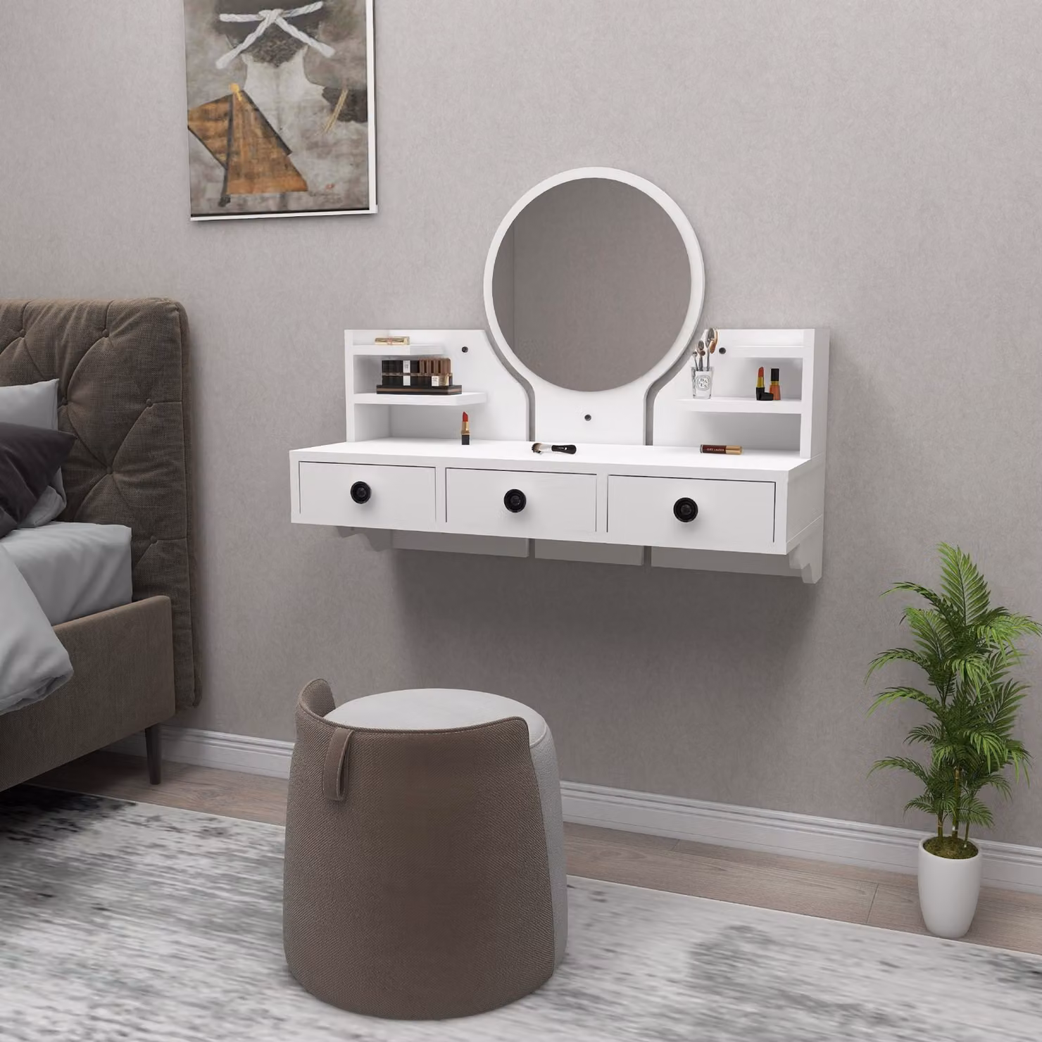Skye Decor, Polina - Bianco, Tavolino da toeletta, Bianco, Fogli rivestiti al 100 % di melamina, 90 x 36,8 x 75 cm