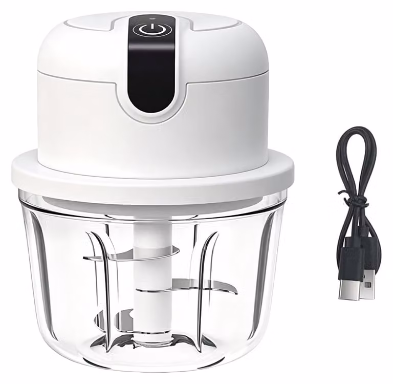 Frullatore elettrico da cucina da 350 ml, tritatutto per aglio, ricarica tramite USB