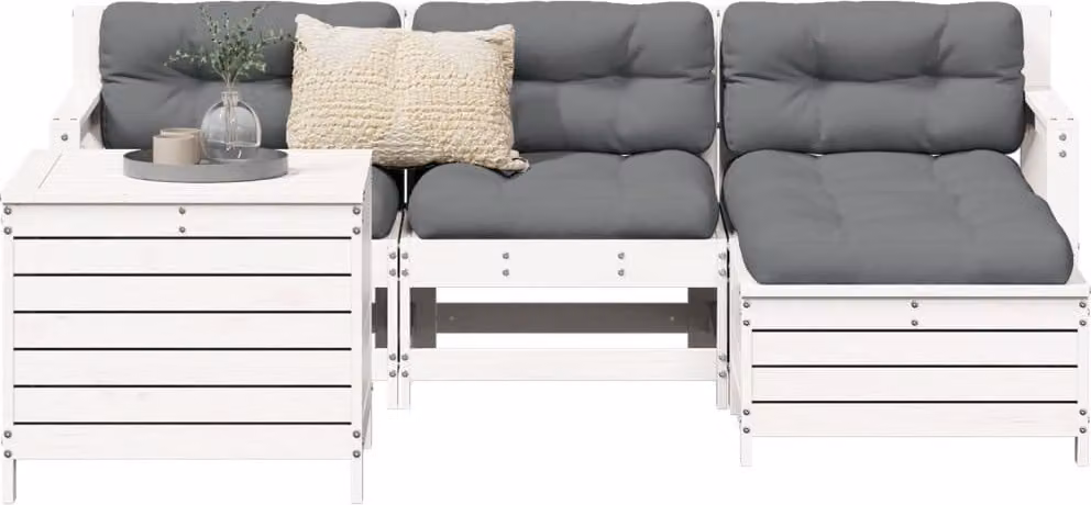 Maison Exclusive - Set Salotto da Giardino 5 pz Bianco in Legno Massello di Pino