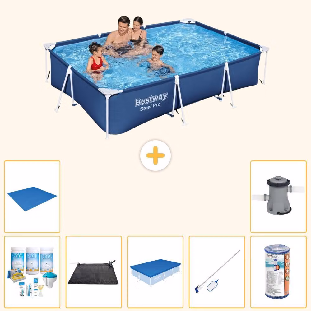 Bestway Steel Pro, piscina rettangolare - 300x201x66 cm - 8 pezzi - Modello S22243