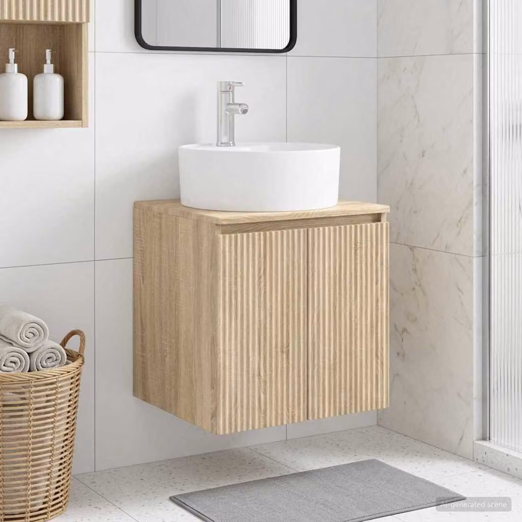 Mobile Lavabo da Parete vidaXL in Rovere Sonoma, L: 49,5 cm, P: 44,5 cm, H: 65 cm