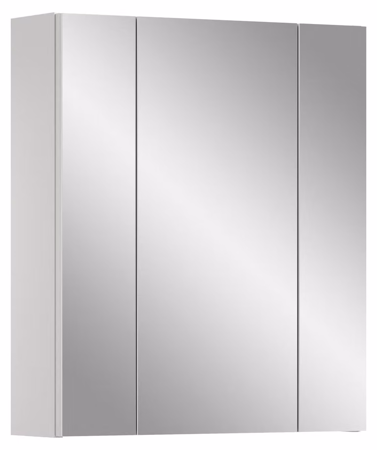 Specchio da bagno con pensile, dimensioni 60x70x18 cm, colore bianco, 6 ripiani, realizzato in materiale composito di legno