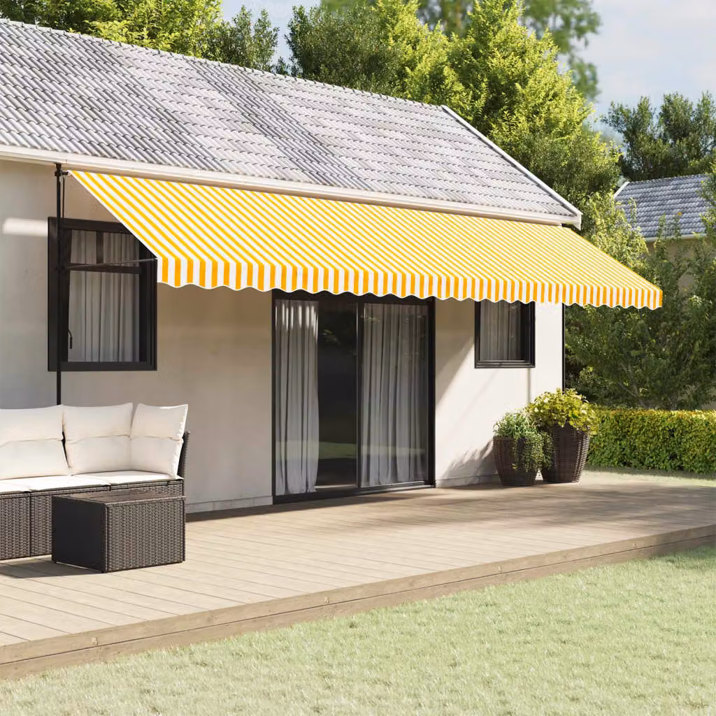 Ricambio in poliestere per mantovana tenda vidaXL a righe gialle e bianche, L: 580 cm
