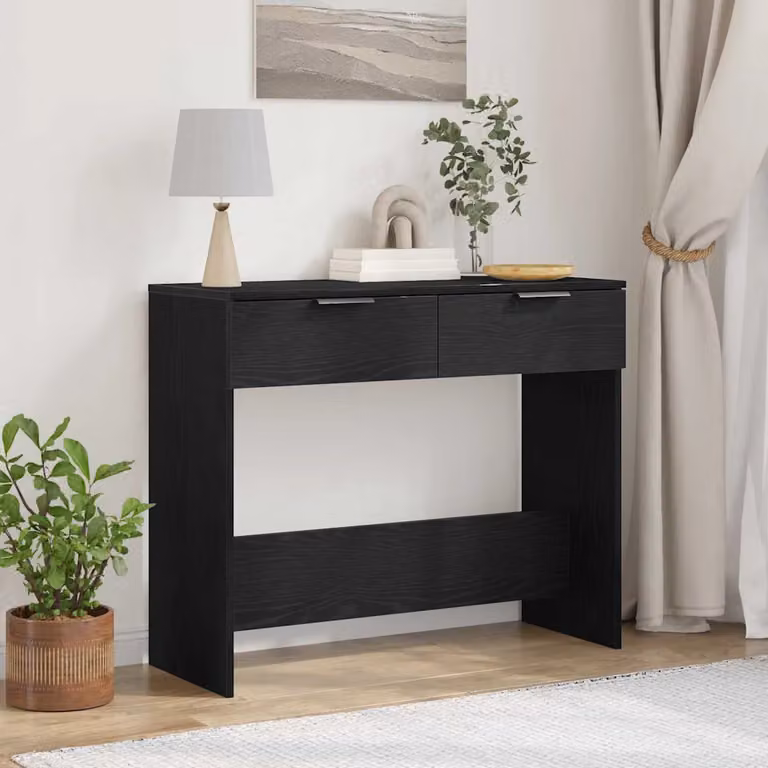 vidaXL Tavolo consolle moderno in MDF nero, L/P/H: 30 x 36 x 75 cm