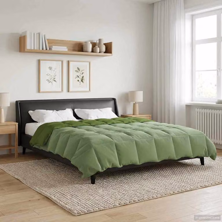 Piumino Letto Estivo vidaXL Verde Traspirante in Microfibra L 220 x P 260 cm