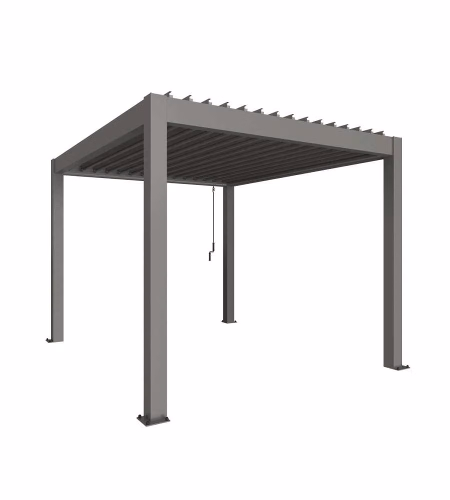 Biohort Pergola grigio quarzo 3,68x3,12m in metallo resistente ai raggi UV