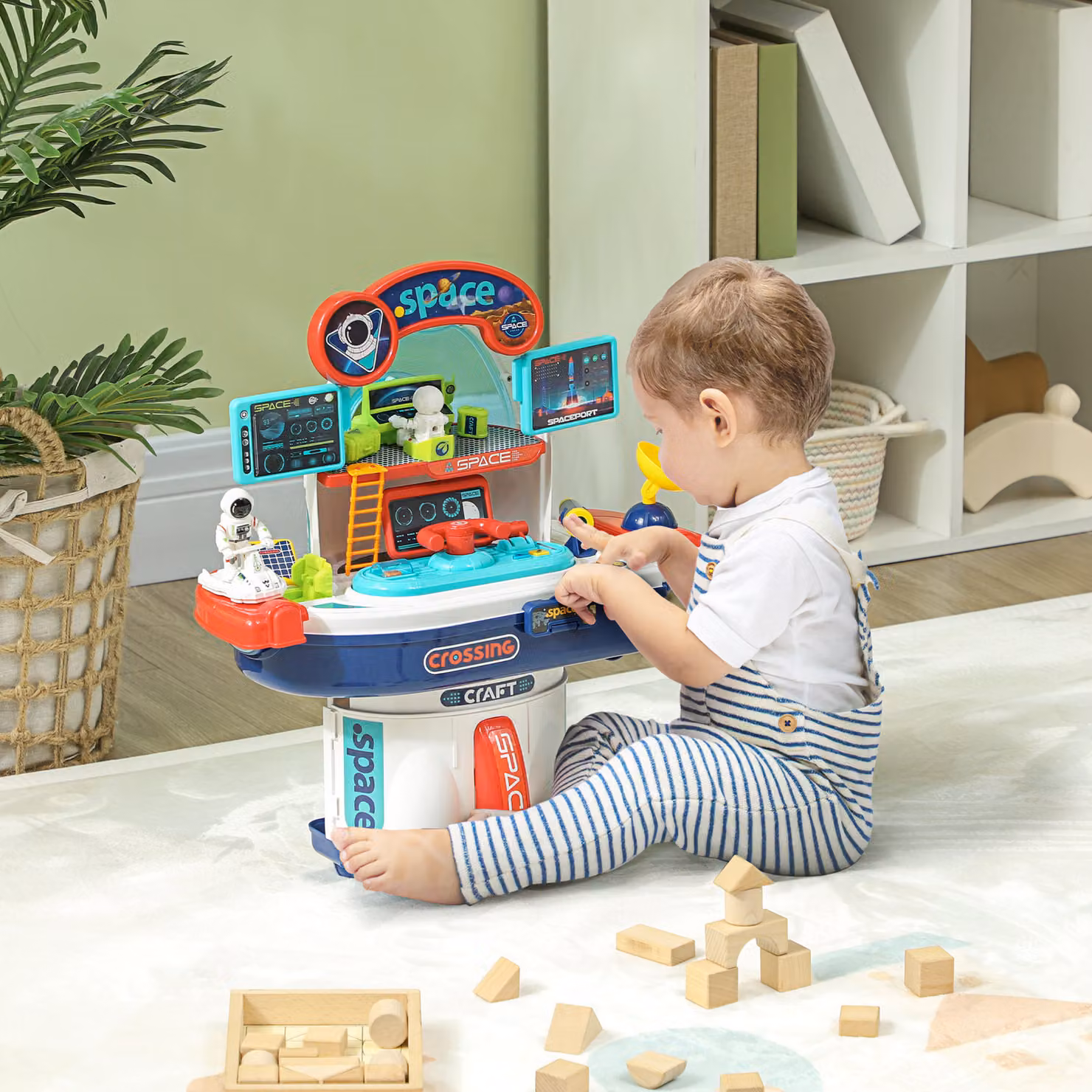 AIYAPLAY Banco da Lavoro Giocattolo a tema Spaziale con Suoni e Luci, 21 Pezzi, Multicolore, L/P/H: 45.5 x 24 x 52.5 cm – 2