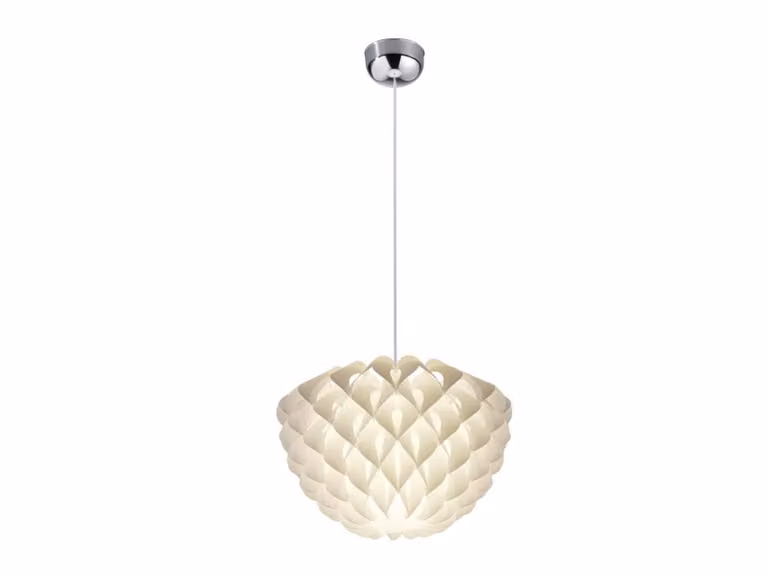 Lampada a sospensione TILIA a 1 luce, in plastica bianca, Ø 40 cm - R30540101