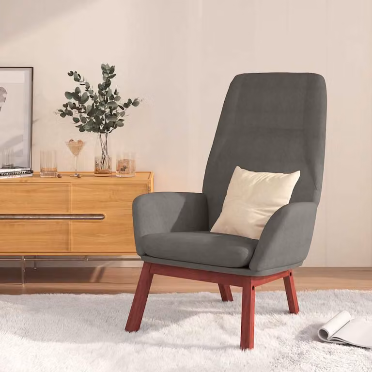 Poltrona Relax vidaXL Grigio con Braccioli in Tessuto e Struttura in Legno e Metallo