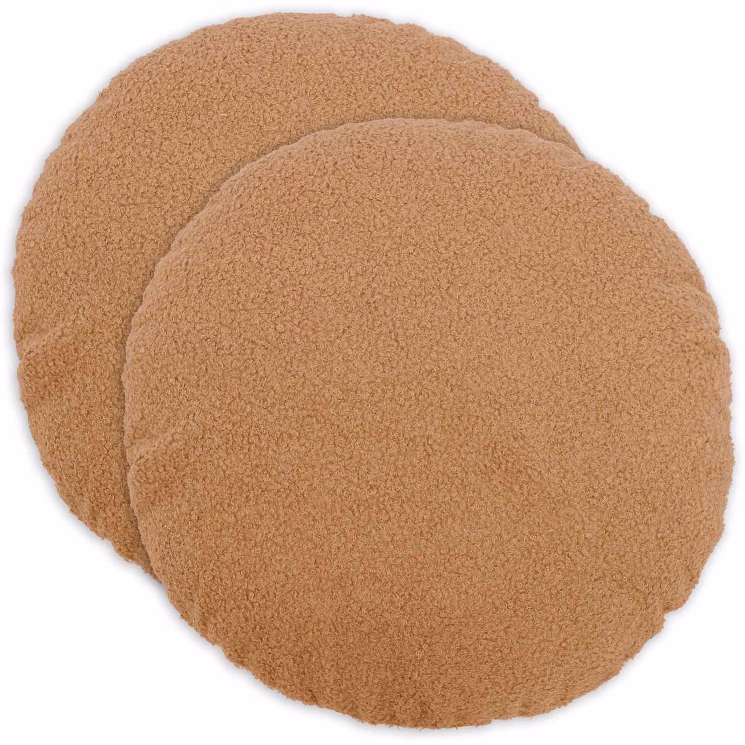 Set di 2 federe rotonde vidaXL HEERLEN in tessuto bouclé beige, Diametro: 50 cm