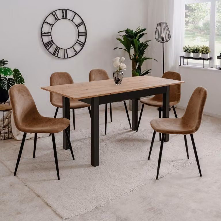 Tavolo rettangolare allungabile rovere e nero Coburg120 120x70x76,5